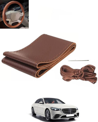 RKPSP Hand Stiched Steering Cover For Mercedes Benz Universal For Car(Brown, Leatherite)
