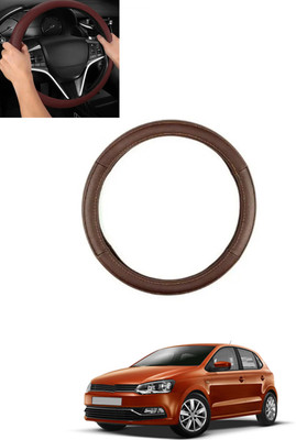 ABJD Steering Cover For Volkswagen Polo(Brown, Leatherite)