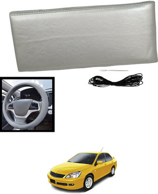 MATIES Hand Stiched Steering Cover For Mitsubishi Universal For Car(Silver, Leatherite)