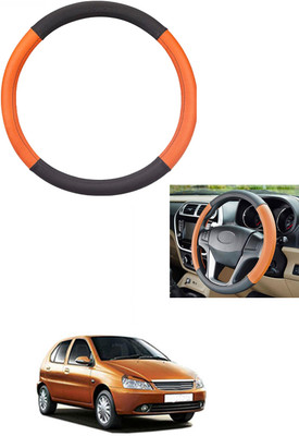 MATIES Steering Cover For Tata Indica(Tan/Black, Leather)