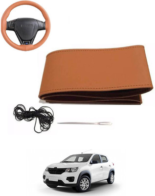 MATIES Hand Stiched Steering Cover For Renault Kwid(Tan, Leatherite)