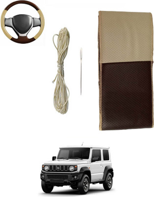 MATIES Hand Stiched Steering Cover For Maruti Universal For Car(Beige/Brown, Leatherite)