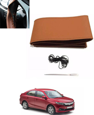 ABJD Hand Stiched Steering Cover For Honda Amaze(Tan, Leatherite)