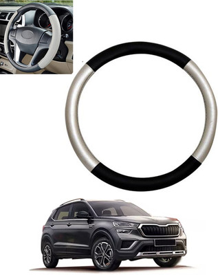 MSNP Steering Cover For Skoda Universal For Car(Silver,Black, Leatherite)