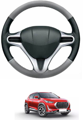 MATIES Steering Cover For Nissan Universal For Car(Grey, Black, Leather)