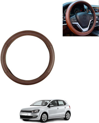 AYW Steering Cover For Volkswagen Polo(Brown, Leatherite)