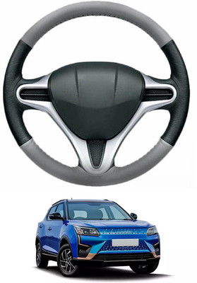 MATIES Steering Cover For Mahindra Universal For Car(Grey, Black, Leather)