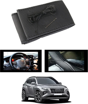 MATIES Hand Stiched Steering Cover For Mahindra TUV 300(Black, Leatherite)