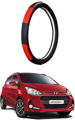 AUTO PEARL Steering Cover For Hyundai Grand i10(Gold Blaze Black and Red, Leatherite)