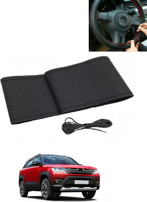 AYW Hand Stiched Steering Cover For Maruti Universal For Car(Black, Leatherite)