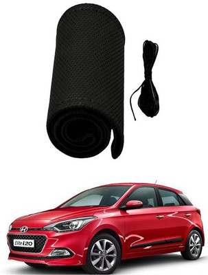 RKPSP Hand Stiched Steering Cover For Universal For Car Elite i20(Black, Leatherite)