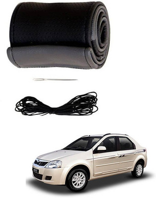 RKPSP Hand Stiched Steering Cover For Mahindra Verito(Black/Grey, Leatherite)