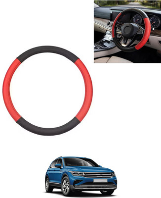 AYW Steering Cover For Volkswagen Universal For Car(Red/Black, Leatherite)