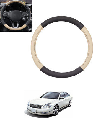 monolive Hand Stiched Steering Cover For Nissan Teana(Beige, Black, Leatherite)