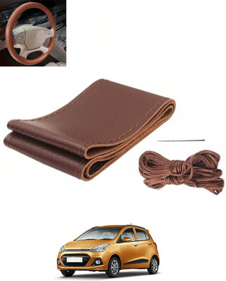 monolive Hand Stiched Steering Cover For Hyundai Grand i10(Brown, Leatherite)