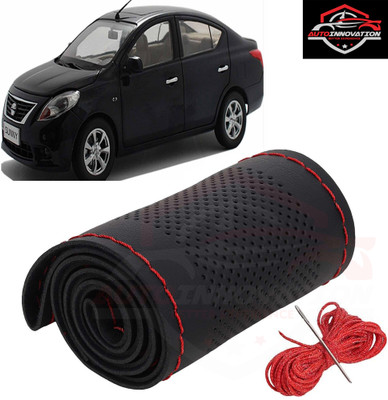 Autoinnovation Hand Stiched Steering Cover For Nissan Universal For Car(Black, Leather)