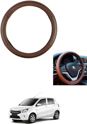 MATIES Steering Cover For Universal For Car Celerio(Brown, Leather)