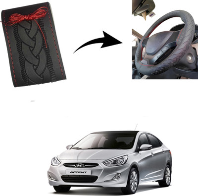 Autoinnovation Hand Stiched Steering Cover For Hyundai Xcent(Black, Leather)