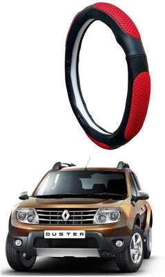 AUTO PEARL Steering Cover For Renault Duster(Black Red, Leatherite)