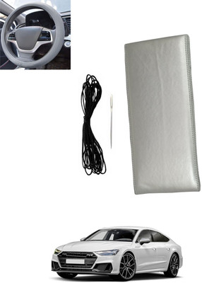 MSNP Hand Stiched Steering Cover For Audi S7(Silver, Leatherite)