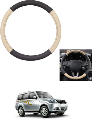 MATIES Steering Cover For Tata Sumo Grande(Beige/Black, Leather)