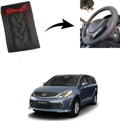 Autoinnovation Hand Stiched Steering Cover For Tata Aria(Black, Leather)