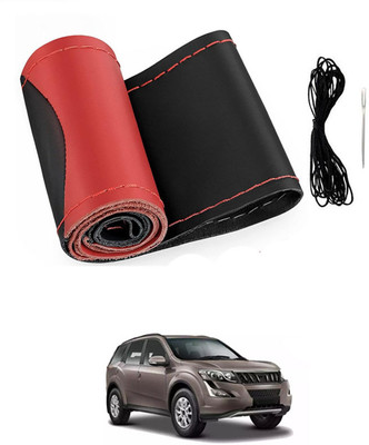 MATIES Hand Stiched Steering Cover For Mahindra XUV 500(Red/Black, Leatherite)