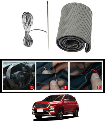 RKPSP Hand Stiched Steering Cover For Universal For Car Universal For Car(Grey, Leatherite)