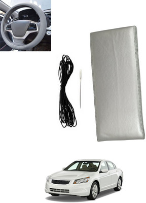 monolive Hand Stiched Steering Cover For Honda Accord(Silver, Leatherite)