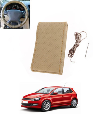 monolive Hand Stiched Steering Cover For Volkswagen Polo GT(Beige, Leatherite)
