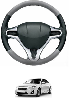 MATIES Steering Cover For Chevrolet Cruze(Grey, Black, Leather)