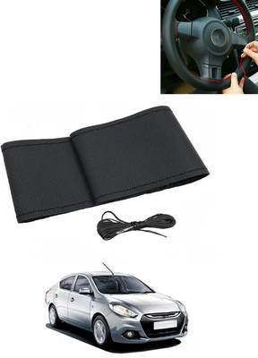 MATIES Hand Stiched Steering Cover For Renault Scala(Black, Leatherite)