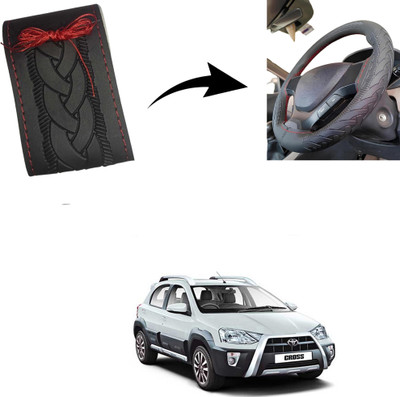 Autoinnovation Hand Stiched Steering Cover For Toyota Etios Cross(Black, Leather)