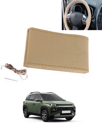 MATIES Hand Stiched Steering Cover For Hyundai Universal For Car(Beige, Leatherite)