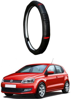 AUTO PEARL Steering Cover For Volkswagen Polo(Diamond Black Red, Leatherite)