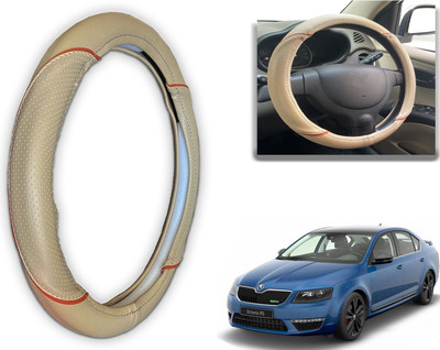 PEEPS STORE Steering Cover For Skoda Octavia(Black, Red, Leatherite)
