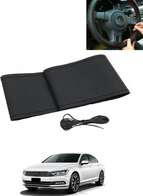 AYW Hand Stiched Steering Cover For Volkswagen Passat(Black, Leatherite)
