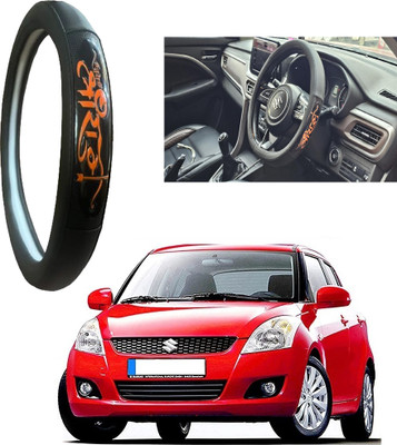 OOLTAH PAHIYA Hand Stiched Steering Cover For Maruti Swift(Black, Leatherite)