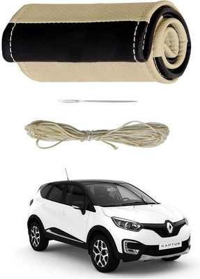 RKPSP Hand Stiched Steering Cover For Universal For Car Jetta(Beige/Brown, Leatherite)