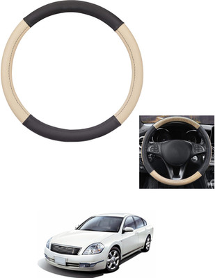 MATIES Steering Cover For Nissan Teana(Beige/Black, Leather)