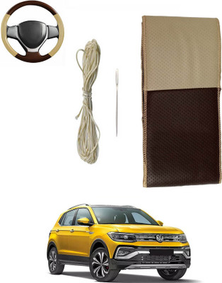 MATIES Hand Stiched Steering Cover For Chevrolet Tavera(Beige/Brown, Leatherite)
