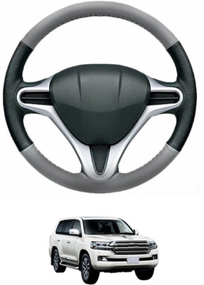 MATIES Steering Cover For Toyota Land Cruiser(Grey, Black, Leather)