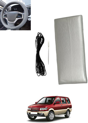 monolive Hand Stiched Steering Cover For Chevrolet Tavera(Silver, Leatherite)