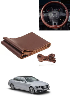 AYW Hand Stiched Steering Cover For Mercedes Benz E200(Brown, Leatherite)
