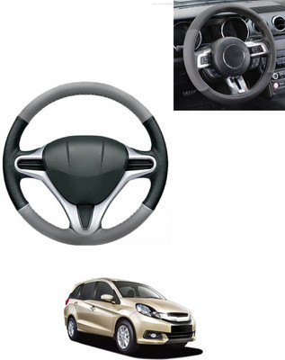 AYW Steering Cover For Honda Mobilio(Grey/Black, Leatherite)