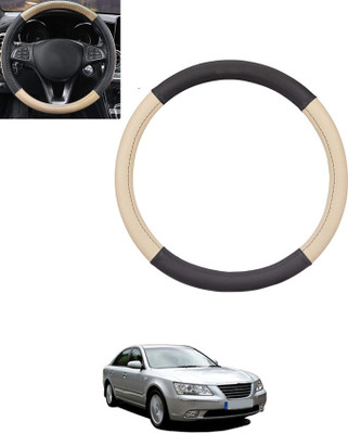 monolive Hand Stiched Steering Cover For Hyundai Elantra(Beige, Black, Leatherite)