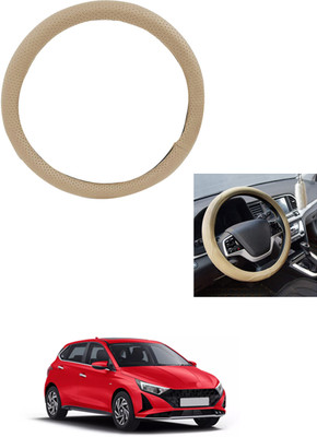 MATIES Steering Cover For Hyundai i20(Beige, Leather)