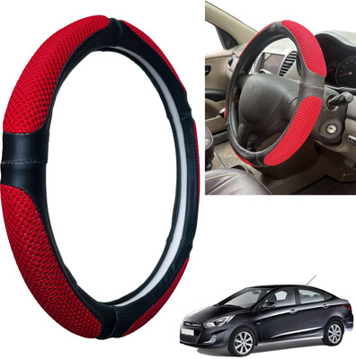 PEEPS STORE Steering Cover For Hyundai Verna Fluidic(Black, Leatherite)