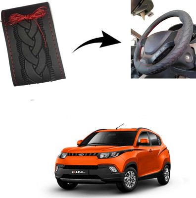 Autoinnovation Hand Stiched Steering Cover For Mahindra KUV 100(Black, Leather)
