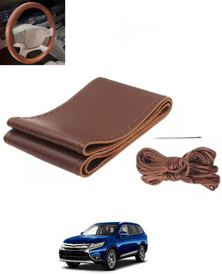 monolive Hand Stiched Steering Cover For Mitsubishi Pajero(Brown, Leatherite)